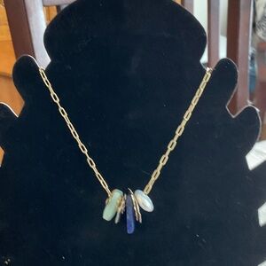 Stella and dot  Gold and Blue Pendant Necklace